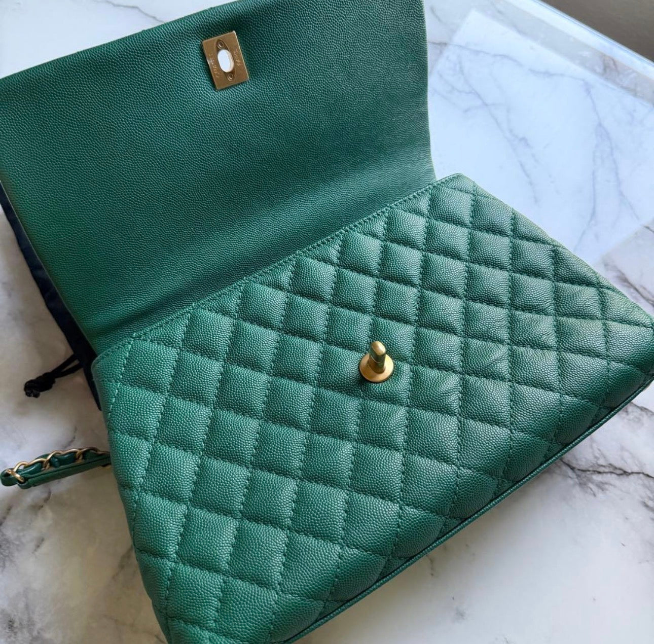 Chanel Coco Handle Bag Medium — Emerald Green / Gold Hardware