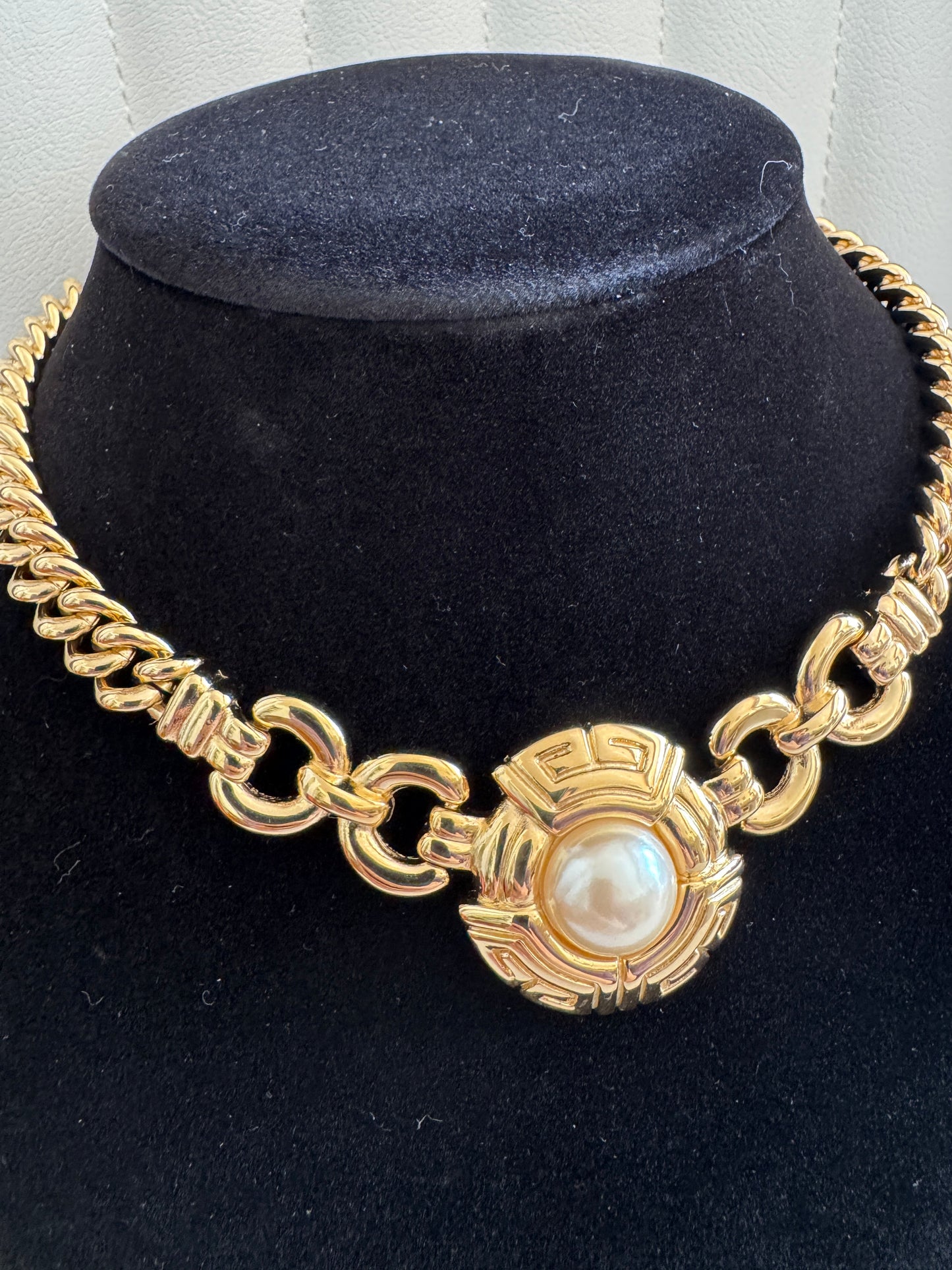 Givenchy Vintage Gold Pearl Choker Necklace