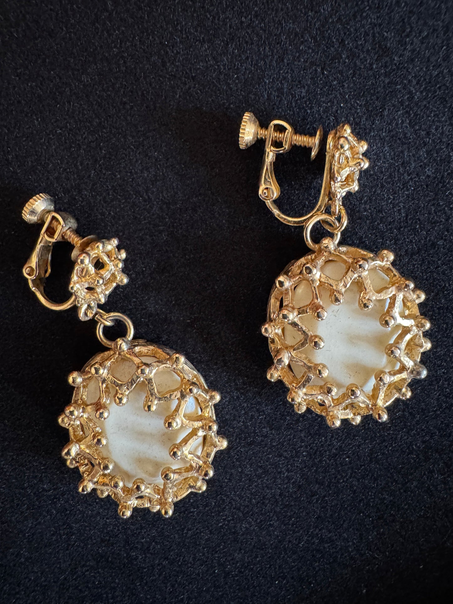 YSL Yves Saint Laurent Vintage Gold Pearl Clip-On Earrings