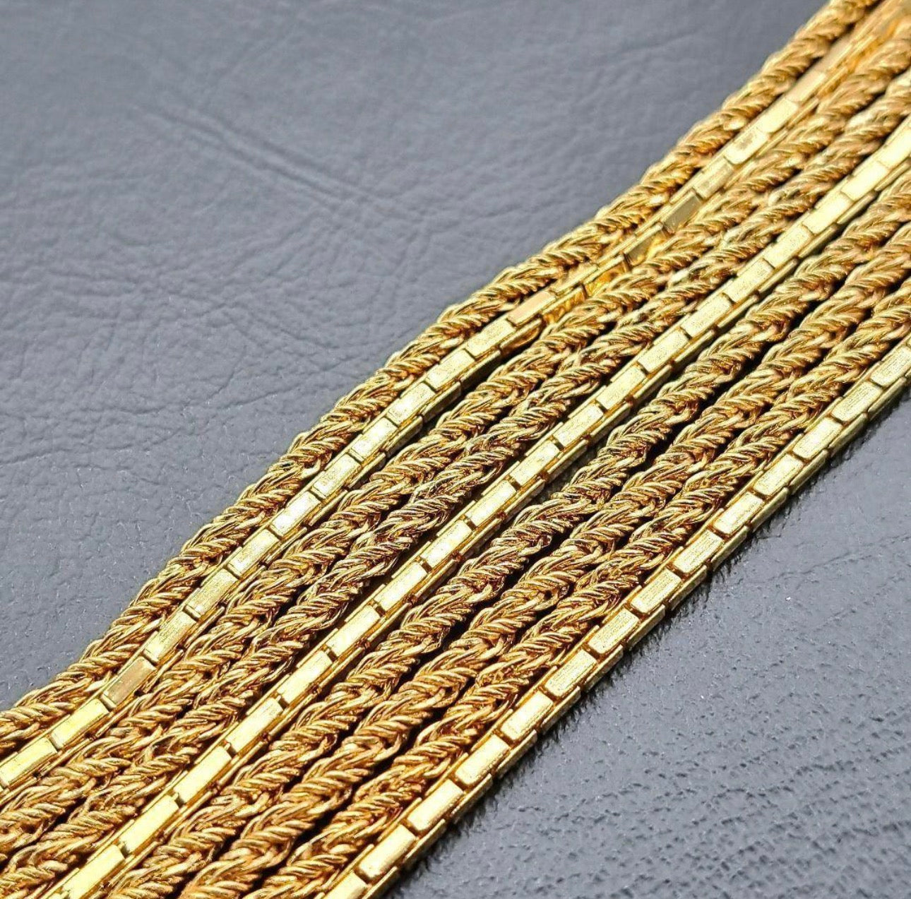 Vintage Givenchy Multi-Chain Gold Necklace with Greek Key Clasp