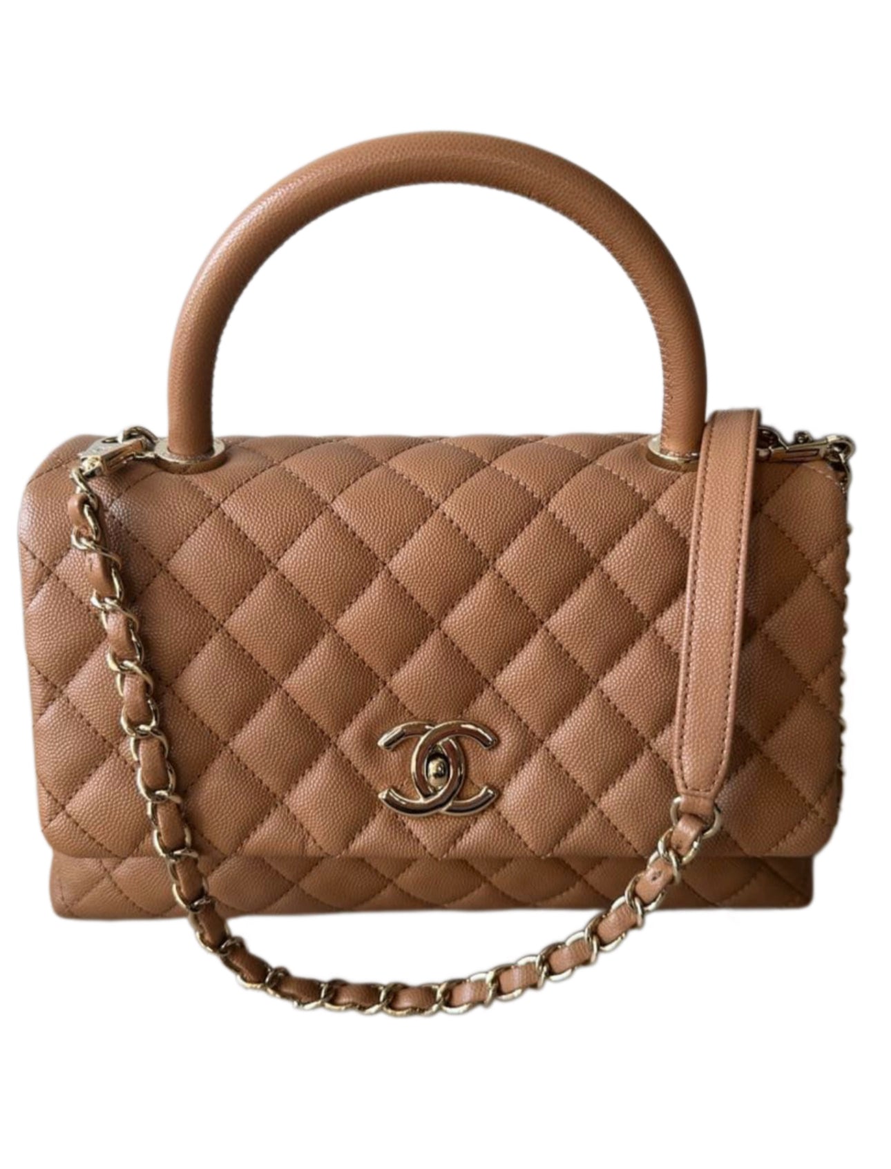 Chanel Coco Handle Bag Medium — Caramel / Gold Hardware