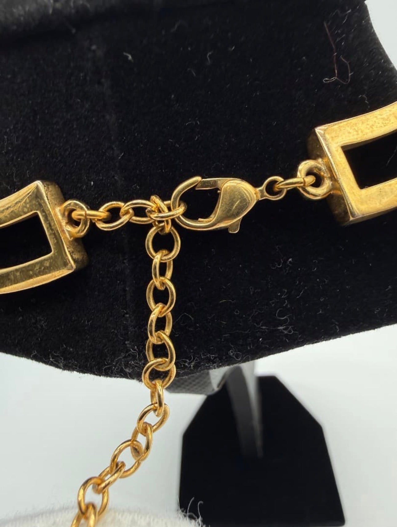 Vintage Givenchy Greek Key Square Link Chain Necklace