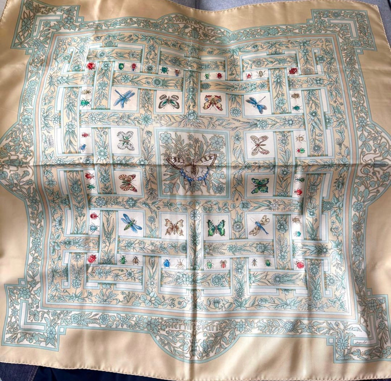 Hermès Vintage Silk Scarf 90cm - Insects & Botanicals (Minor Flaws)