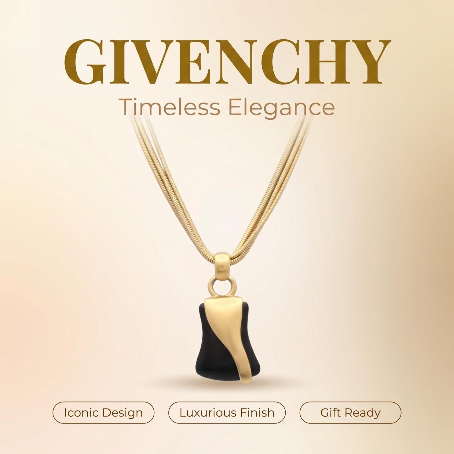 Vintage Givenchy Black Gold Geometric Pendant Necklace | givenchy-necklaces