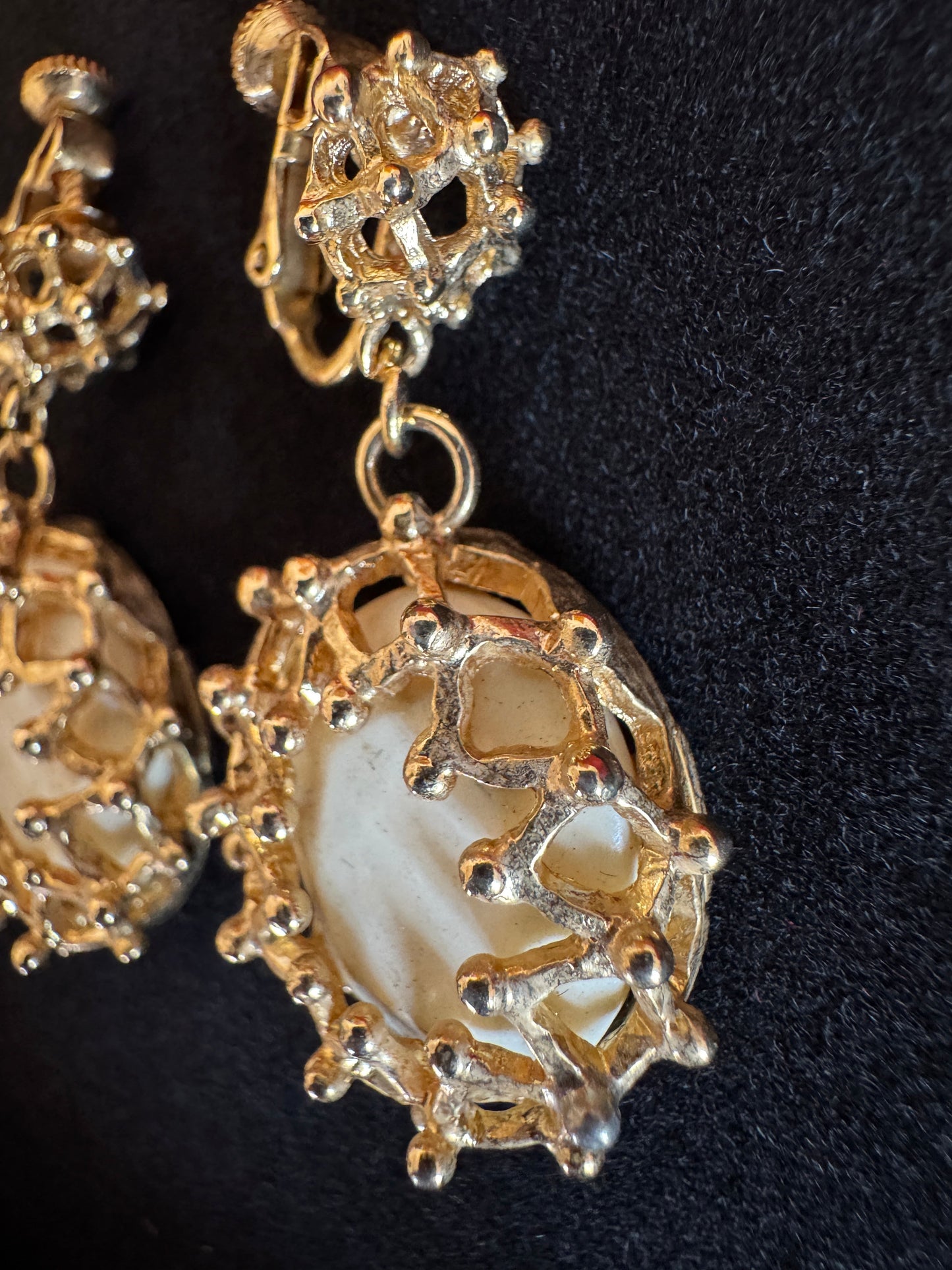 YSL Yves Saint Laurent Vintage Gold Pearl Clip-On Earrings