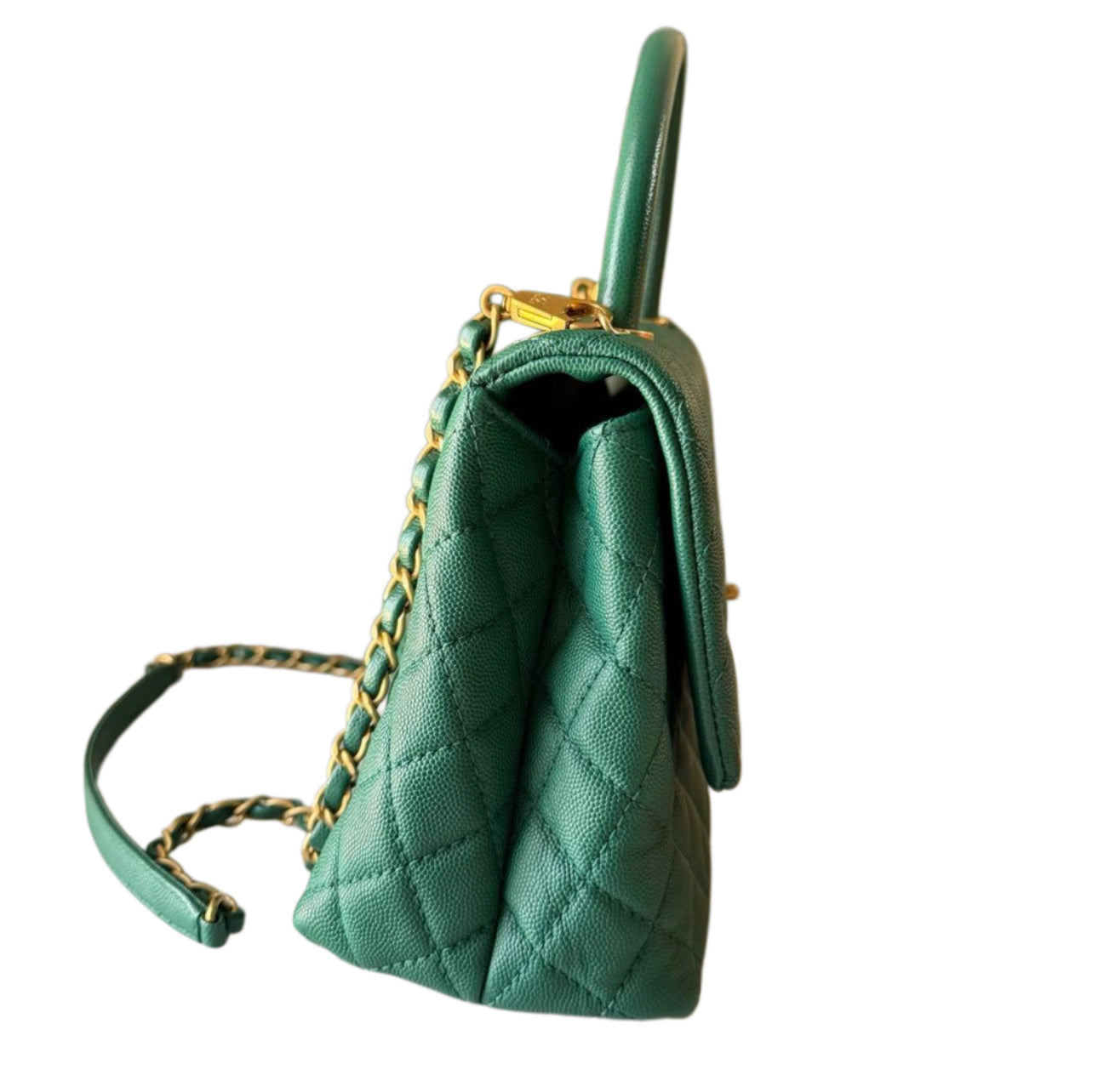 Chanel Coco Handle Bag Medium — Emerald Green / Gold Hardware