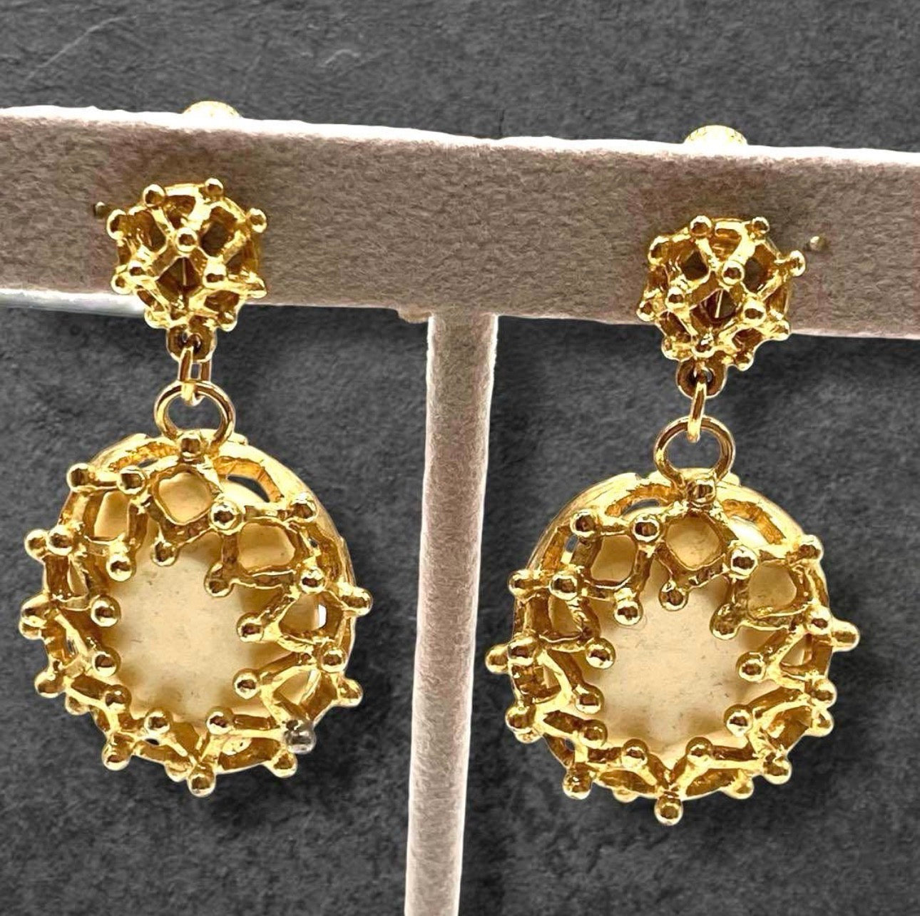 YSL Yves Saint Laurent Vintage Gold Pearl Clip-On Earrings