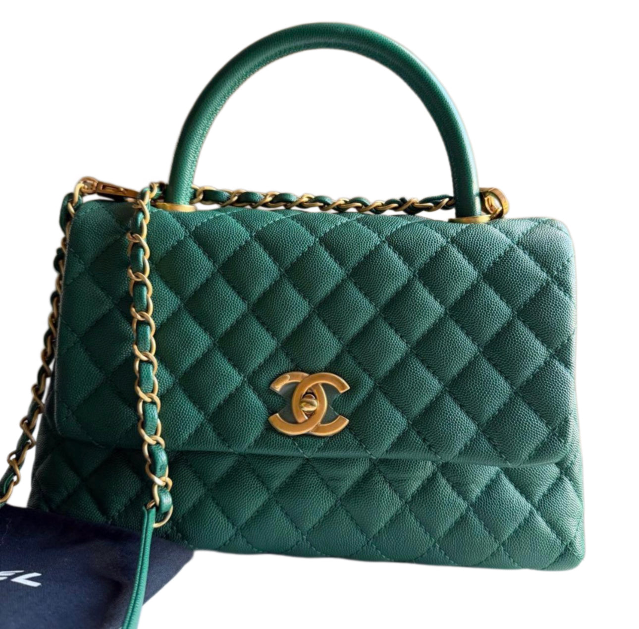 Chanel Coco Handle Bag Medium — Emerald Green / Gold Hardware