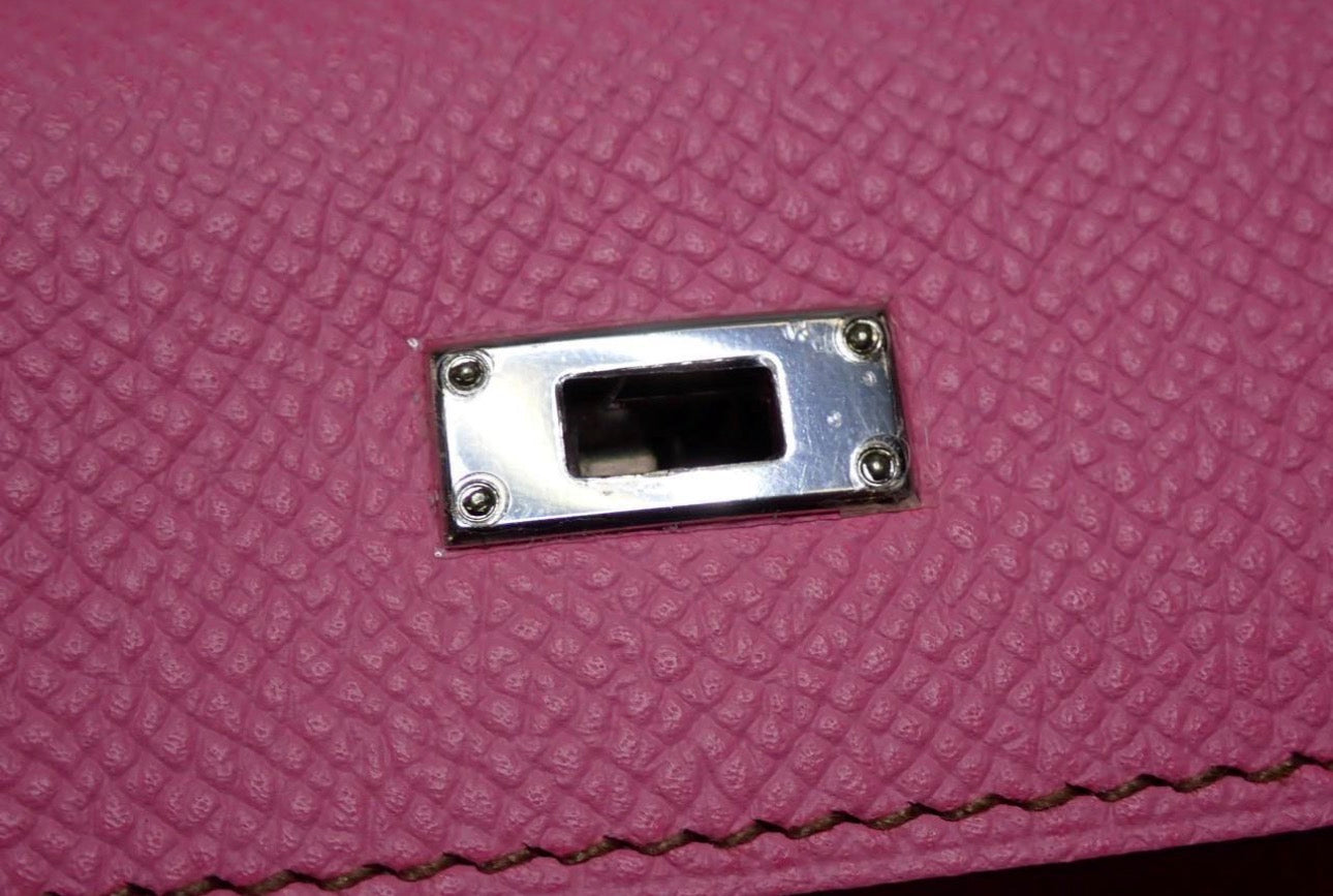 Hermès Kelly Mini II — Rose / Silver Hardware (Full Set)a
