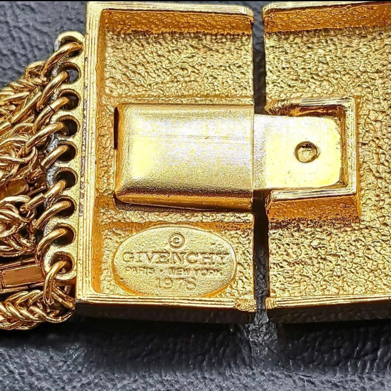 Vintage Givenchy Multi-Chain Gold Necklace with Greek Key Clasp