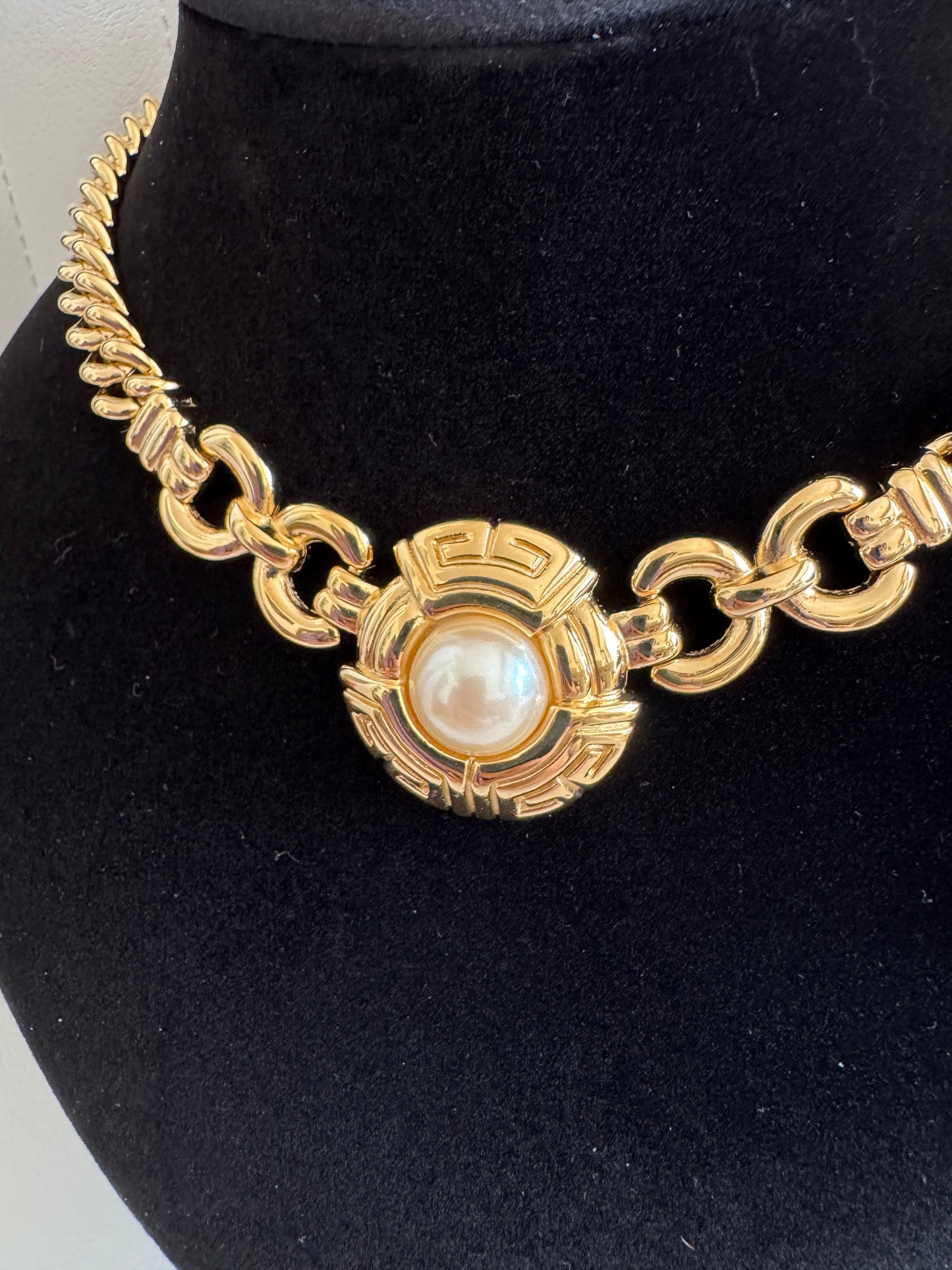 Givenchy Vintage Gold Pearl Choker Necklace