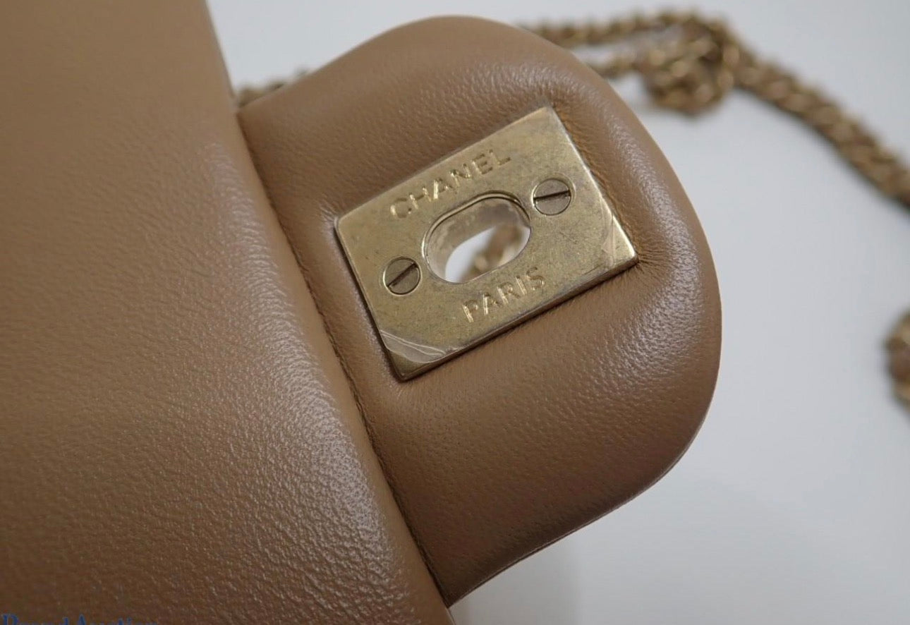 Chanel Mini Flap Bag with Top Handle — Beige / Gold Hardware