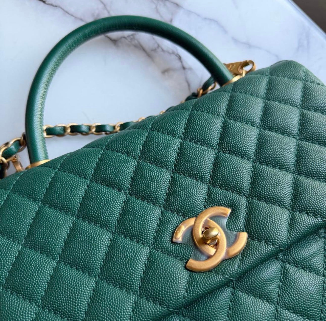 Chanel Coco Handle Bag Medium — Emerald Green / Gold Hardware