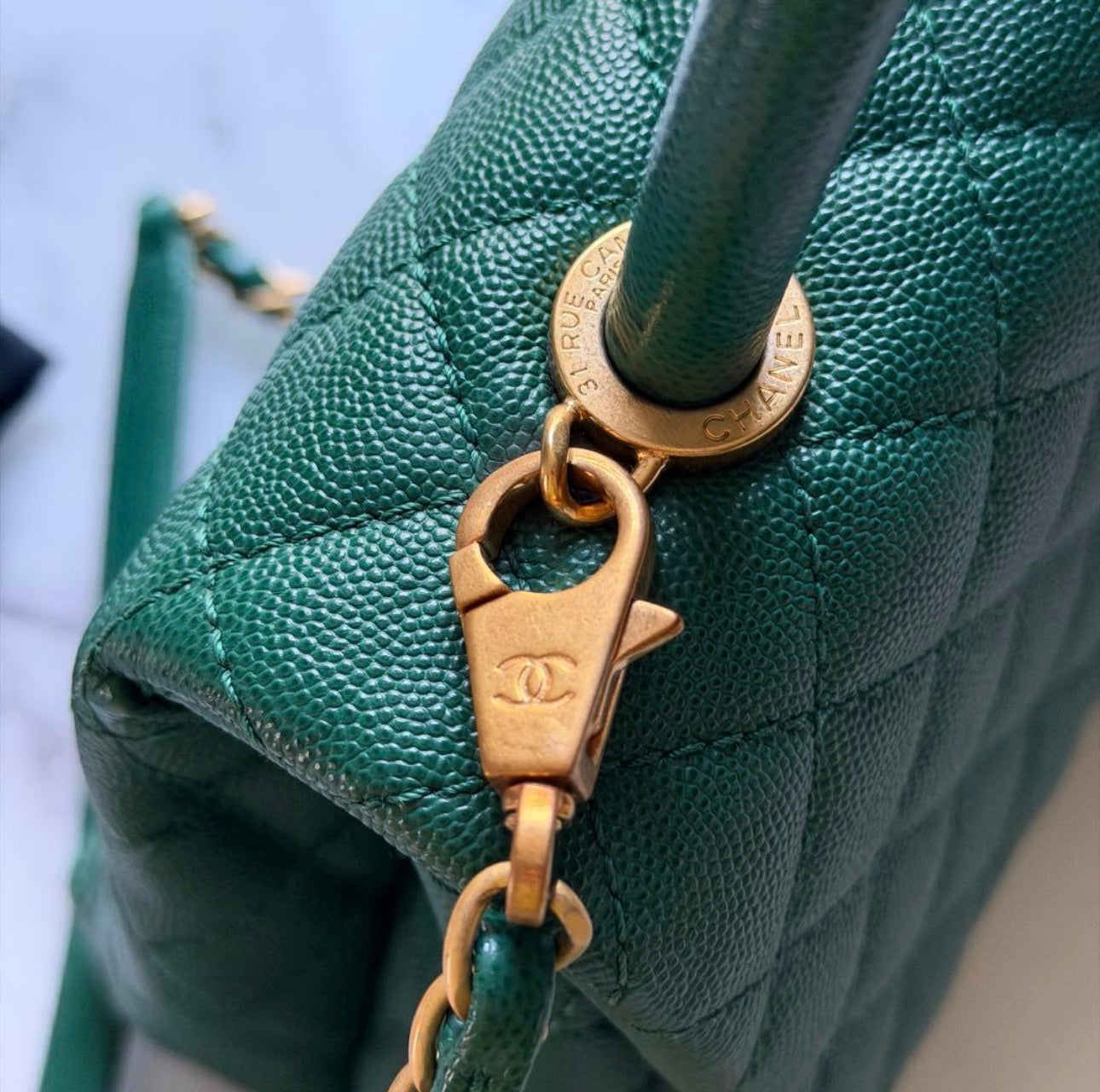 Chanel Coco Handle Bag Medium — Emerald Green / Gold Hardware
