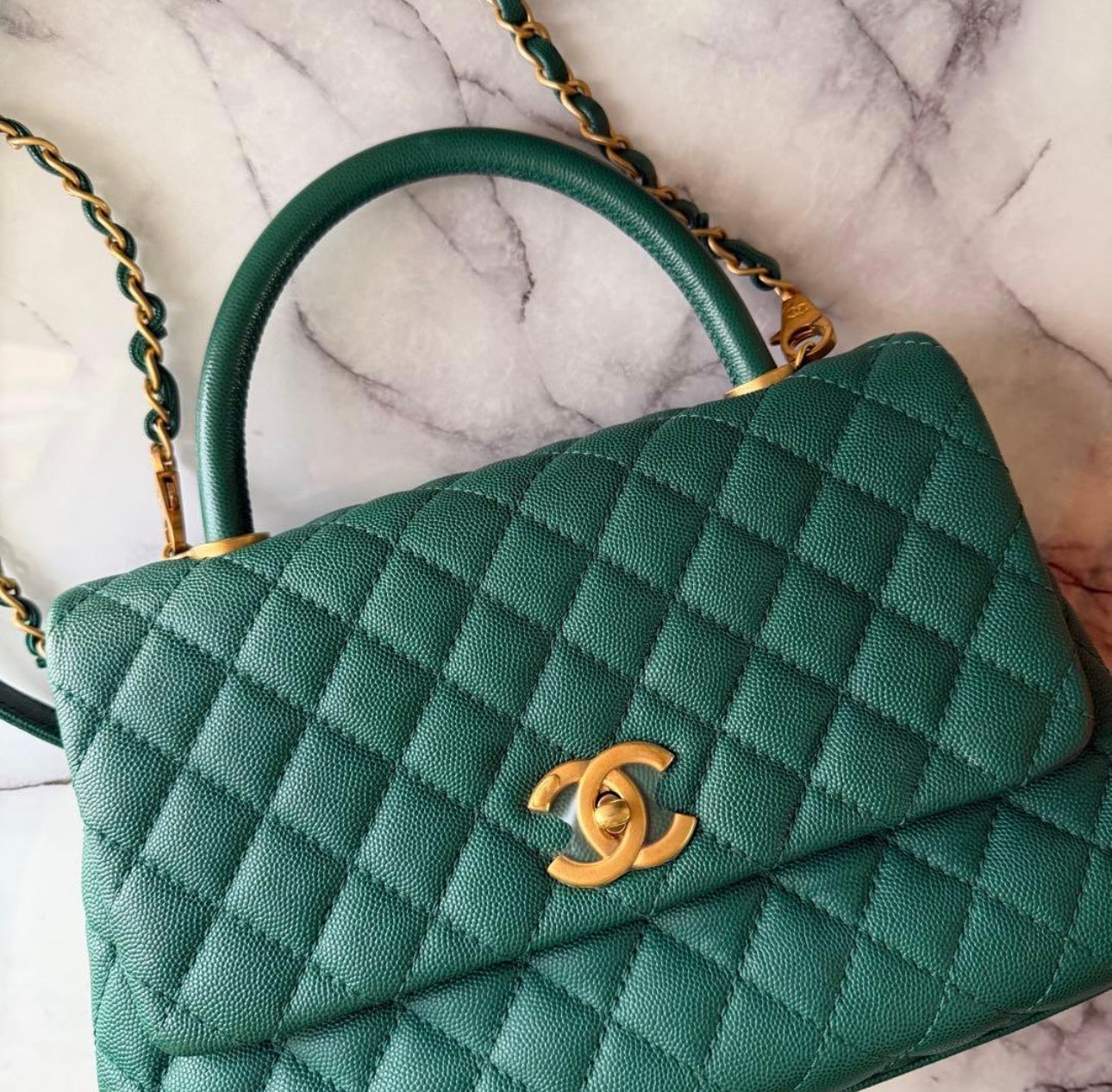 Chanel Coco Handle Bag Medium — Emerald Green / Gold Hardware