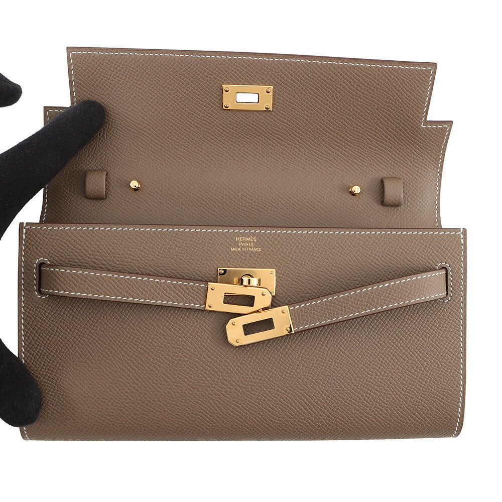 Hermès Kelly To Go Wallet — Étoupe / Gold Hardware