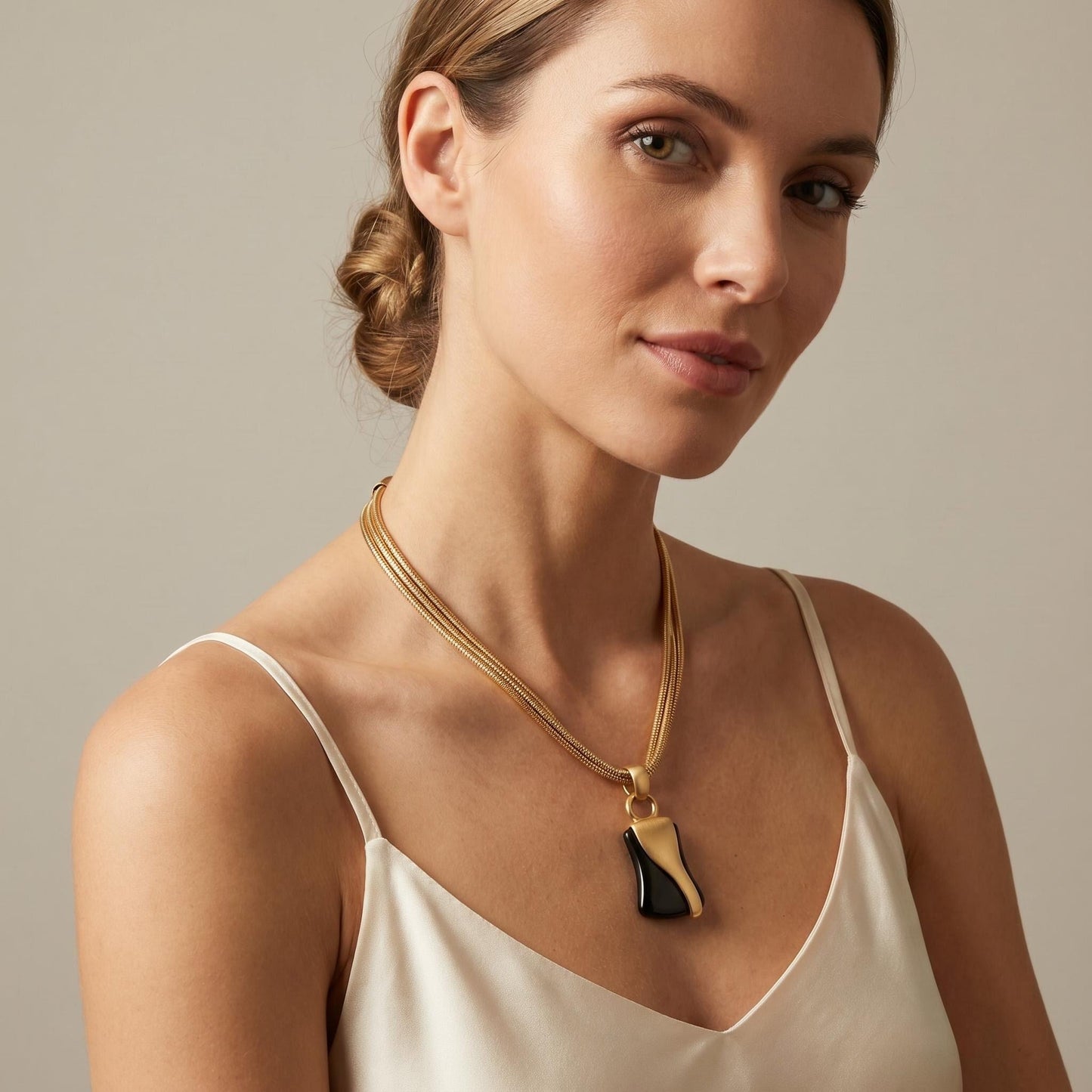 Vintage Givenchy Black Gold Geometric Pendant Necklace | givenchy-necklaces