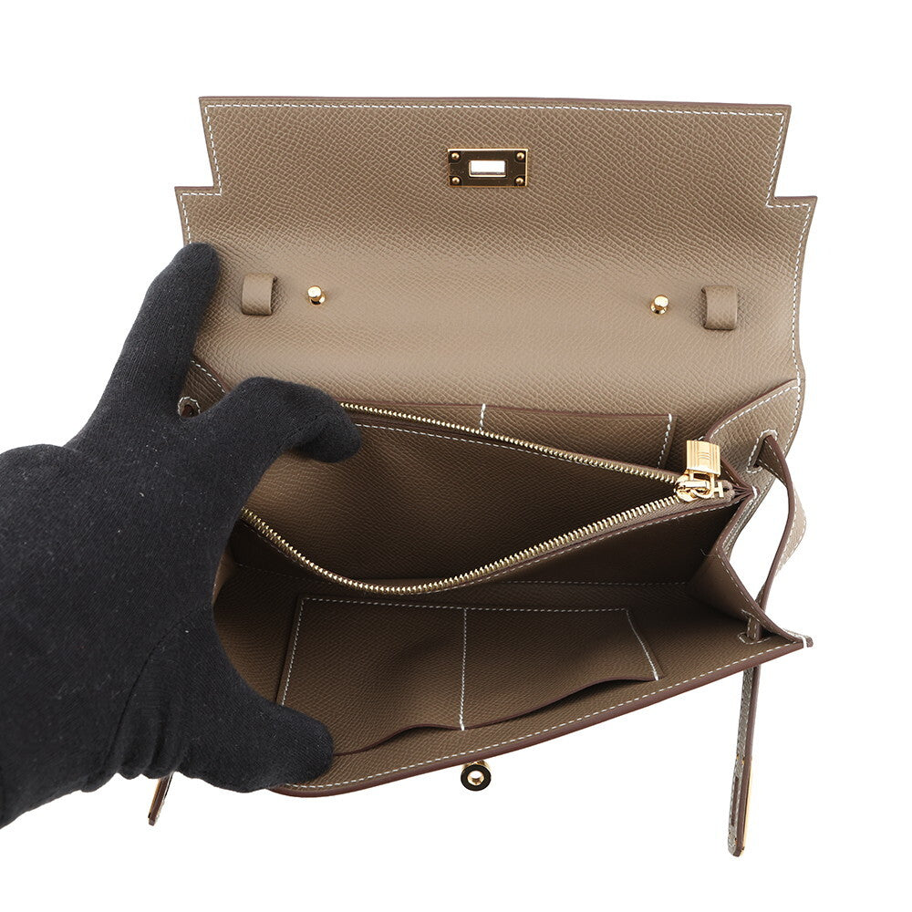 Hermès Kelly To Go Wallet — Étoupe / Gold Hardware