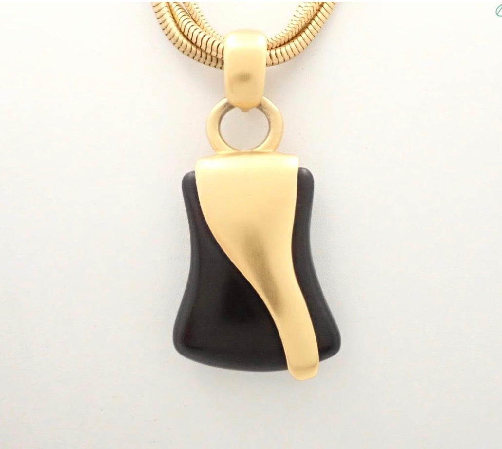 Vintage Givenchy Black Gold Geometric Pendant Necklace | givenchy-necklaces