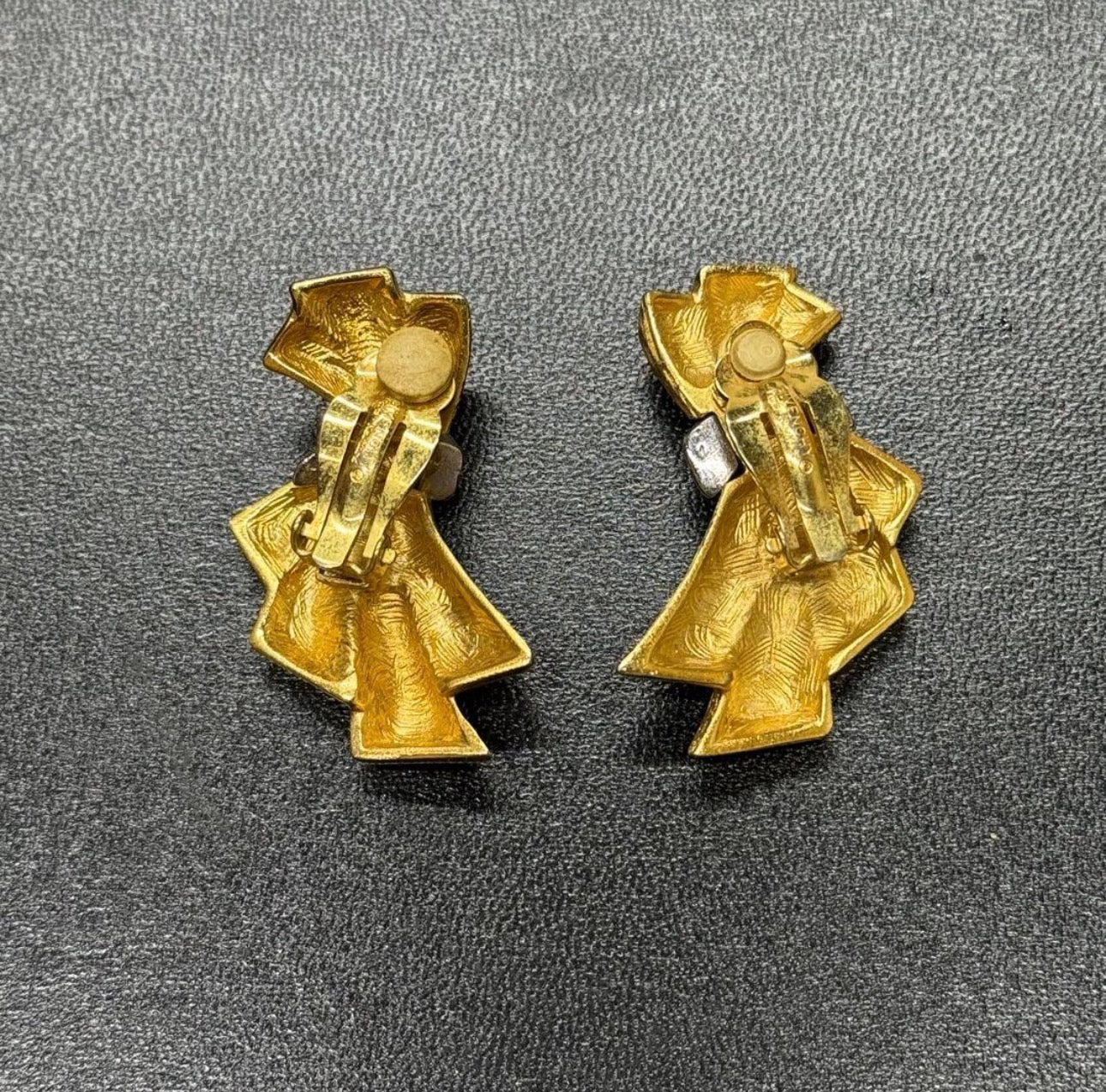 Vintage Givenchy Gold Bow Crystal Clip Earrings