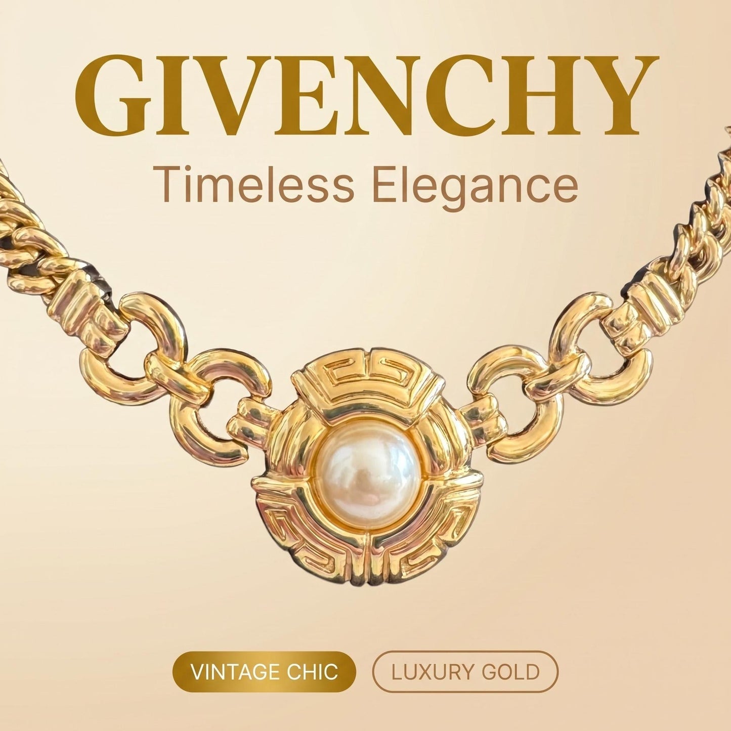 Givenchy Vintage Gold Pearl Choker Necklace