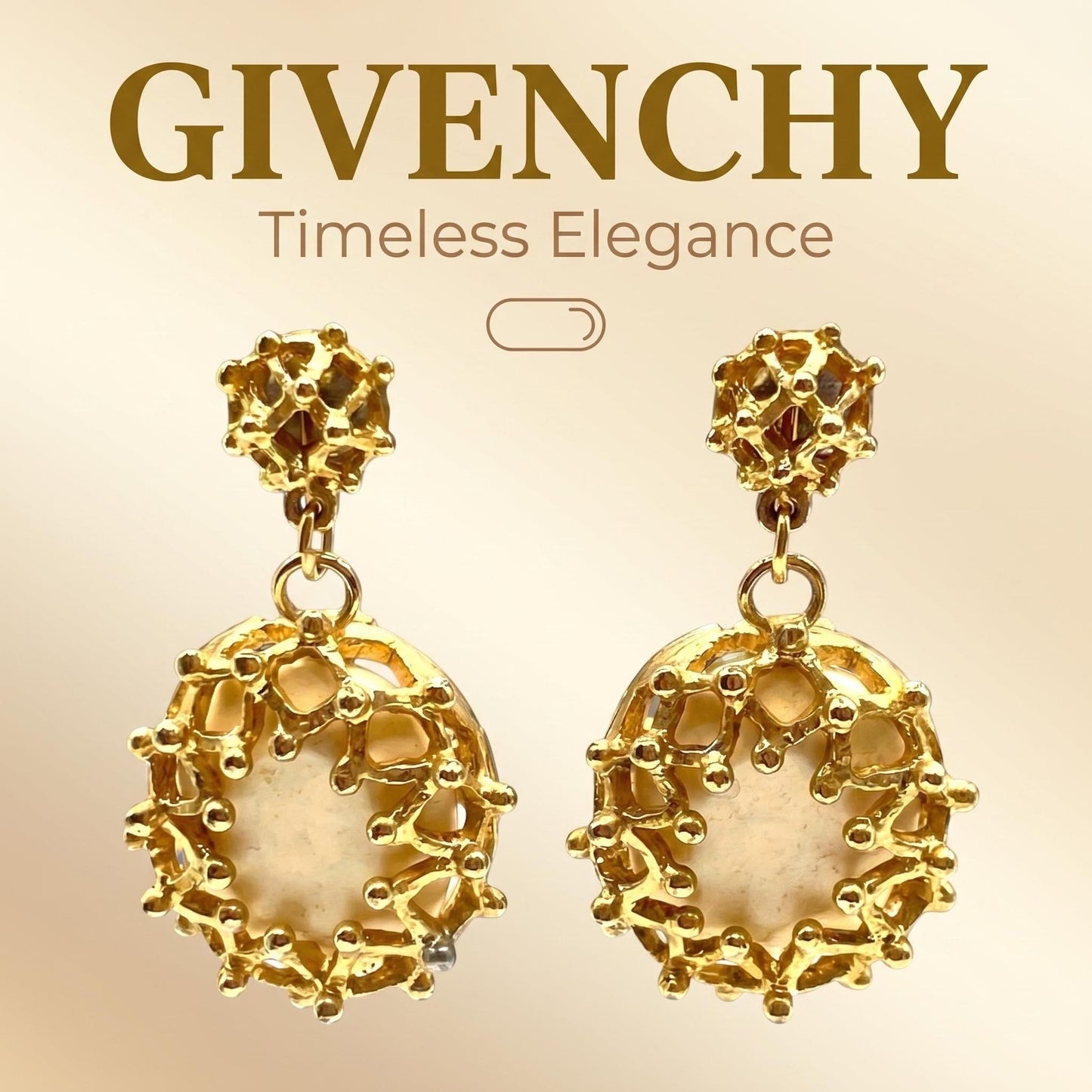 YSL Yves Saint Laurent Vintage Gold Pearl Clip-On Earrings