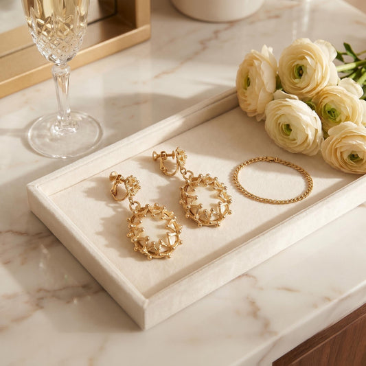 YSL Yves Saint Laurent Vintage Gold Pearl Clip-On Earrings
