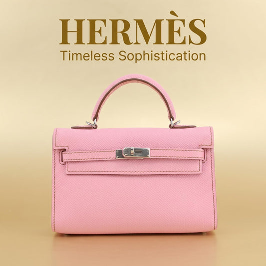 Hermès Kelly Mini II — Rose / Silver Hardware (Full Set)a