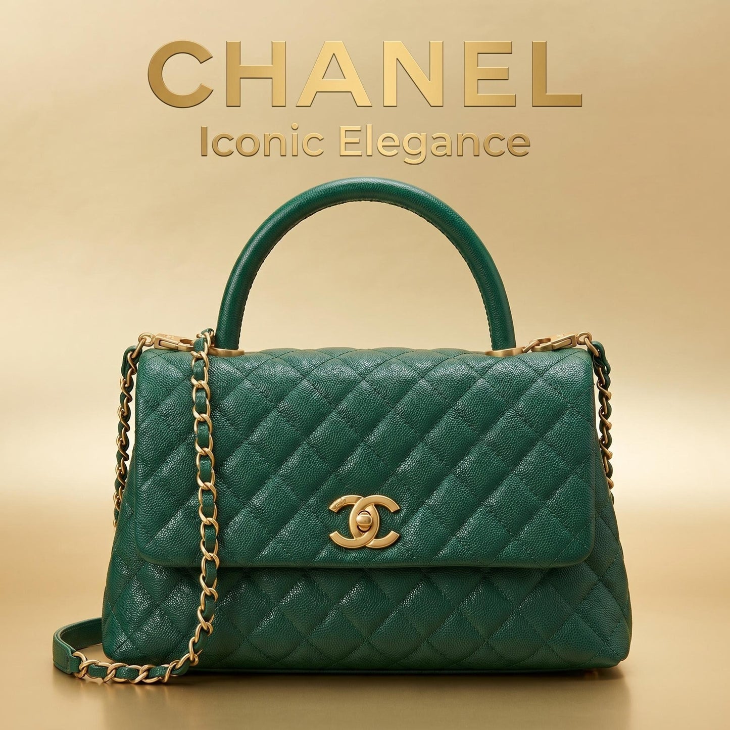Chanel Coco Handle Bag Medium — Emerald Green / Gold Hardware