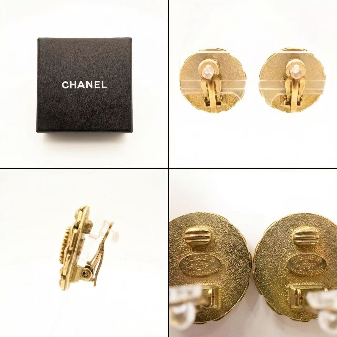 Woven Texture Round Black Enamel CC Clip Earrings