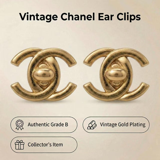 Vintage Chanel CC Turn-Lock Clip Earrings 96P