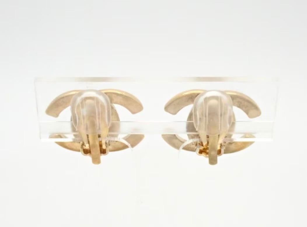 Vintage Chanel CC Turn-Lock Clip Earrings 96P