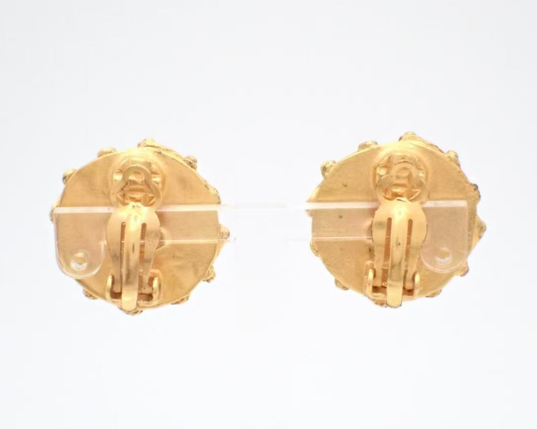 Vintage Chanel Pearl CC Logo Gold Earrings 94A