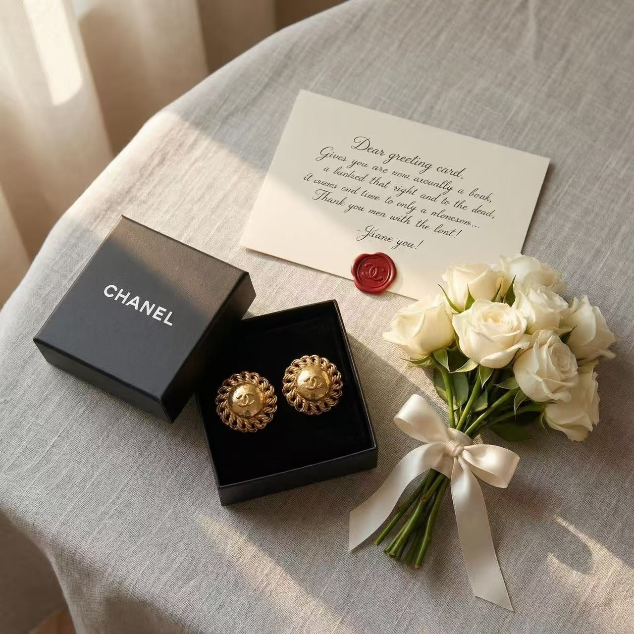 Vintage Chanel Chain Border Dome CC Earrings 05P
