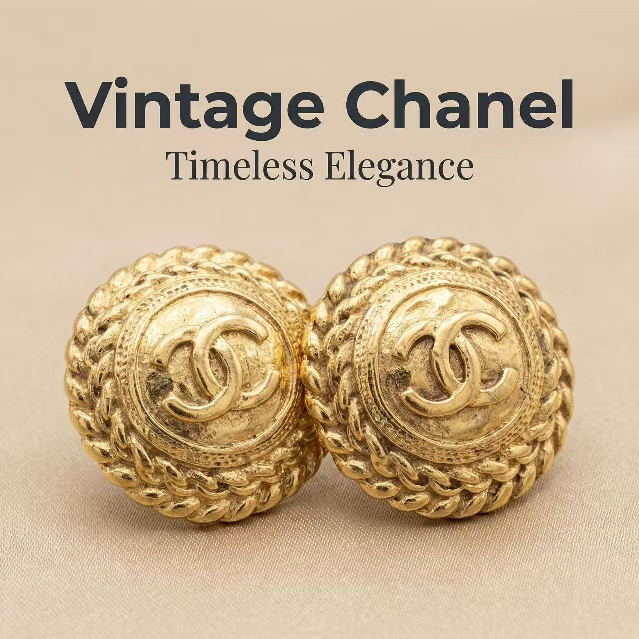 Vintage Chanel Woven Border CC Earrings 93A