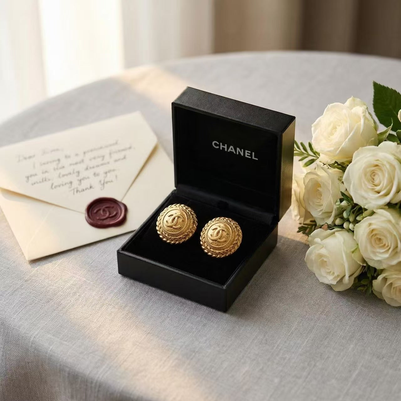 Vintage Chanel Woven Border CC Earrings 93A