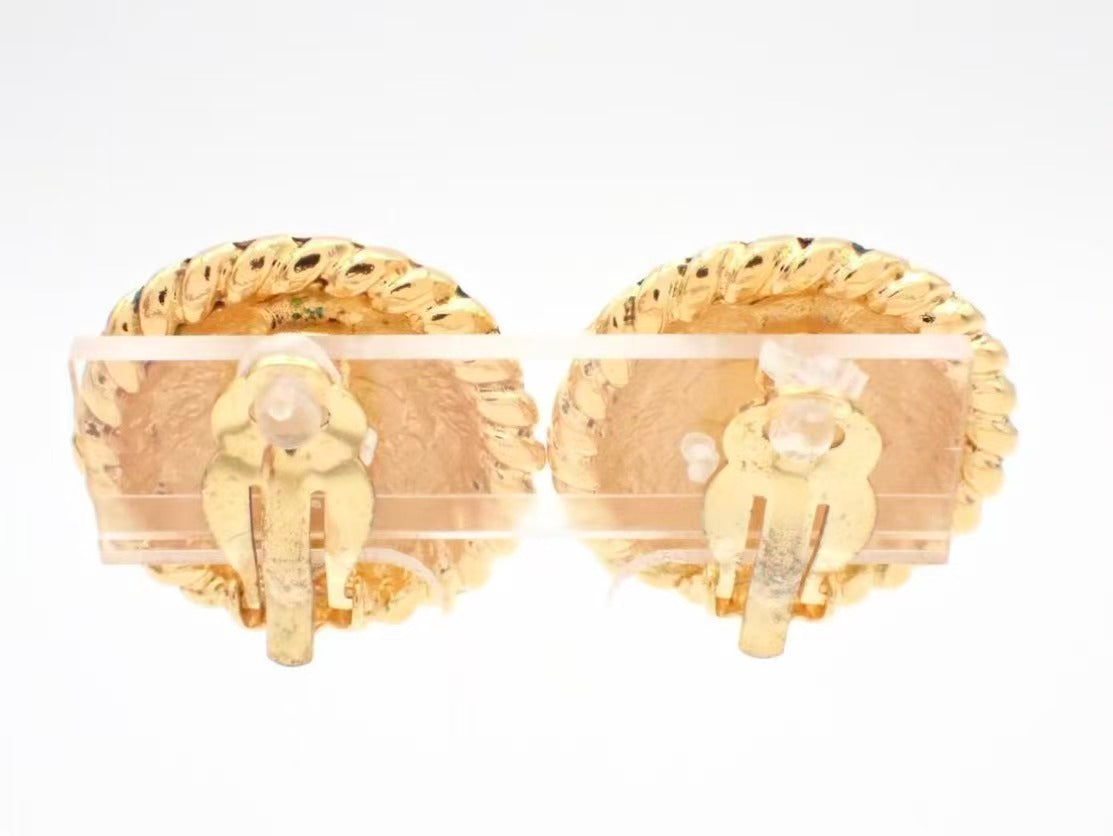 Vintage Chanel Woven Border CC Earrings 93A
