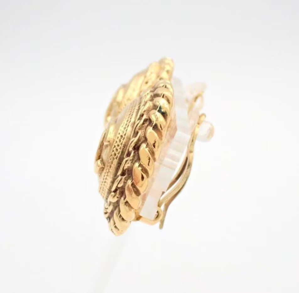 Vintage Chanel Woven Border CC Earrings 93A
