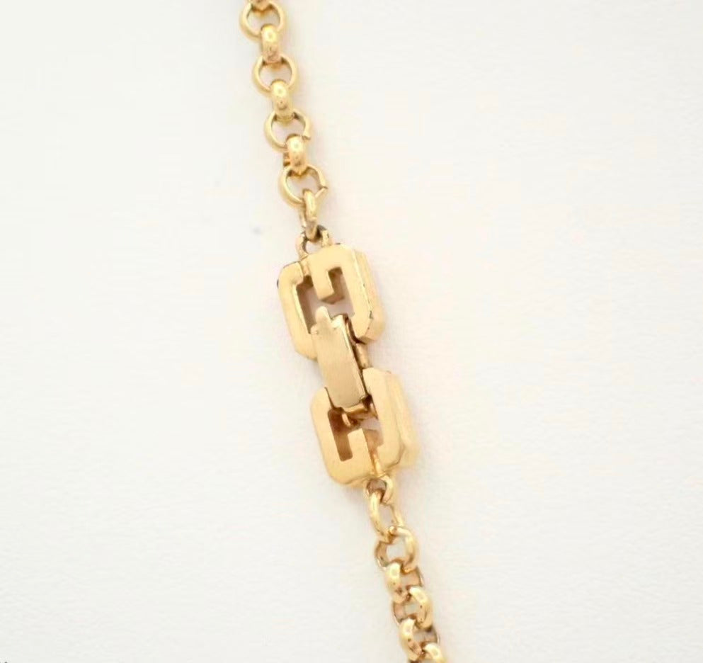 Vintage Givenchy Red Enamel Triangle Chain Necklace