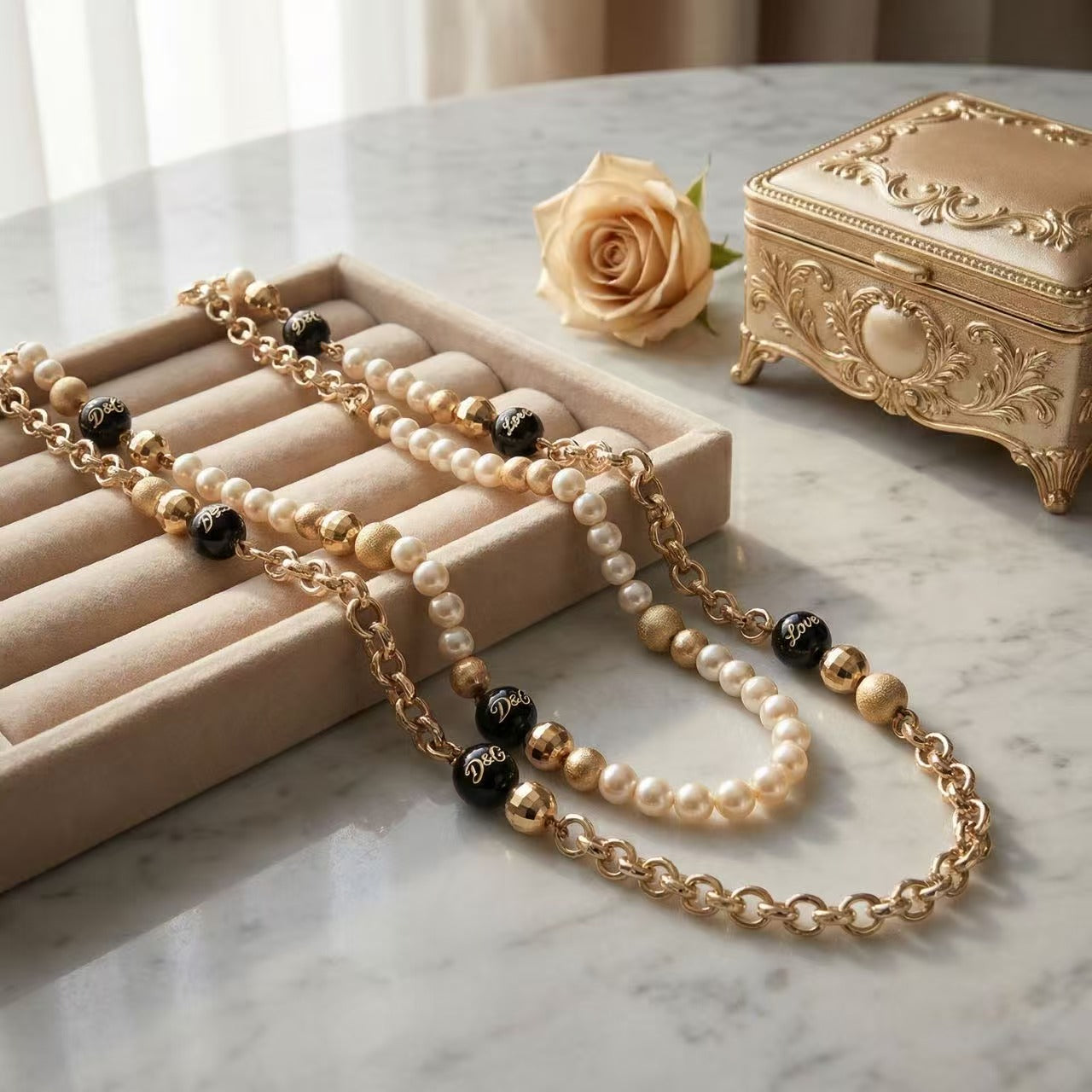 Vintage D&G "Sex & Love" Bead Necklace with Original Box