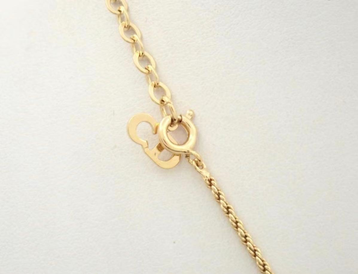 Vintage Christian Dior CD Logo Rope Border Pendant Necklace