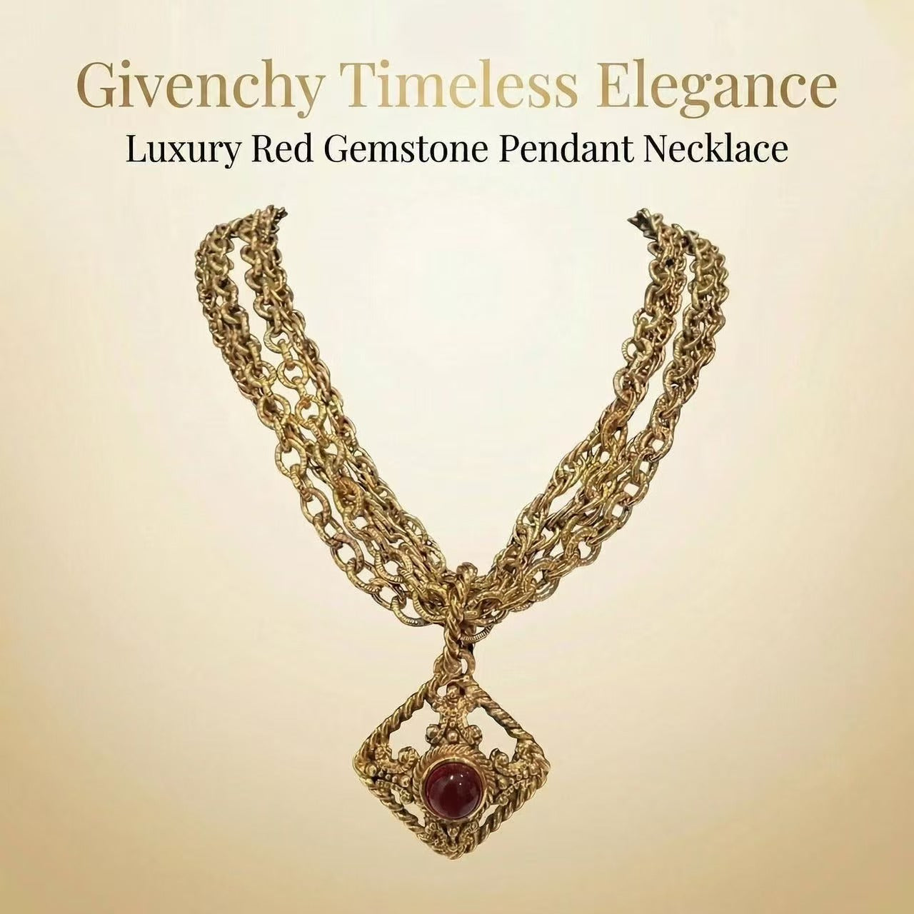 Vintage Givenchy Red Enamel Triangle Chain Necklace givenchy-necklaces