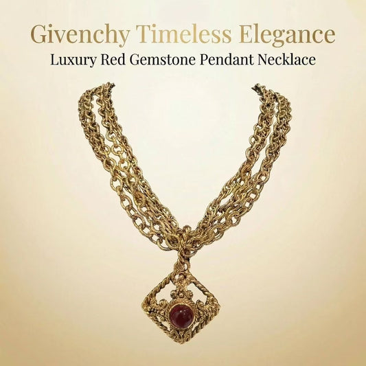 Vintage Givenchy Red Enamel Triangle Chain Necklace givenchy-necklaces