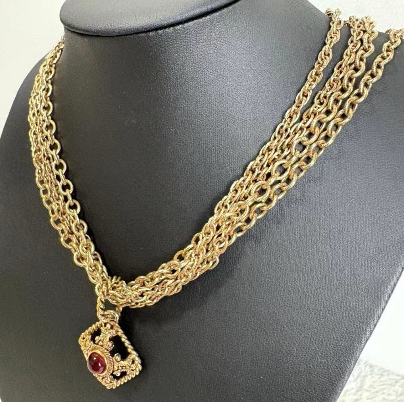 Vintage Givenchy Red Enamel Triangle Chain Necklace givenchy-necklaces