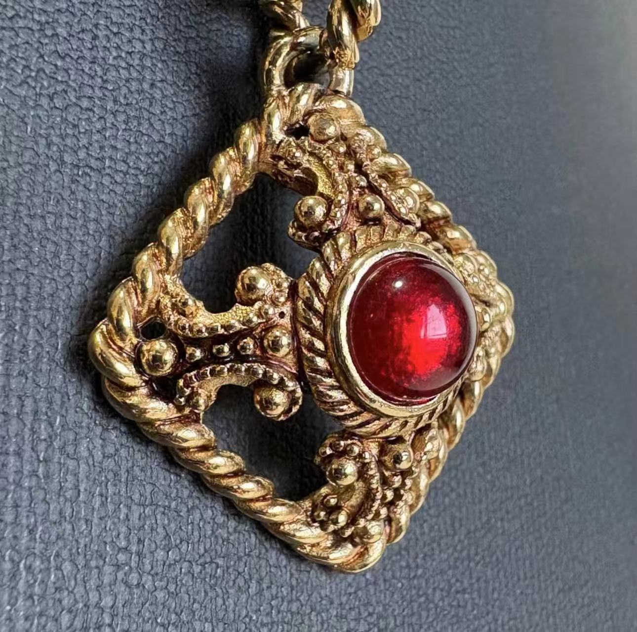 Vintage Givenchy Red Enamel Triangle Chain Necklace givenchy-necklaces