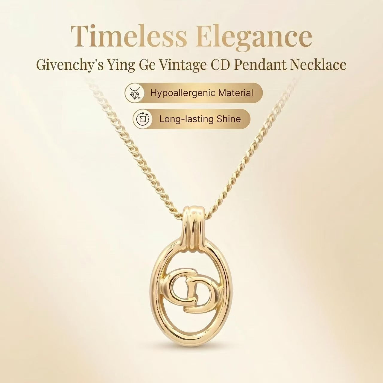 Vintage Dior CD Logo Oval Pendant Chain Necklace | dior-necklaces