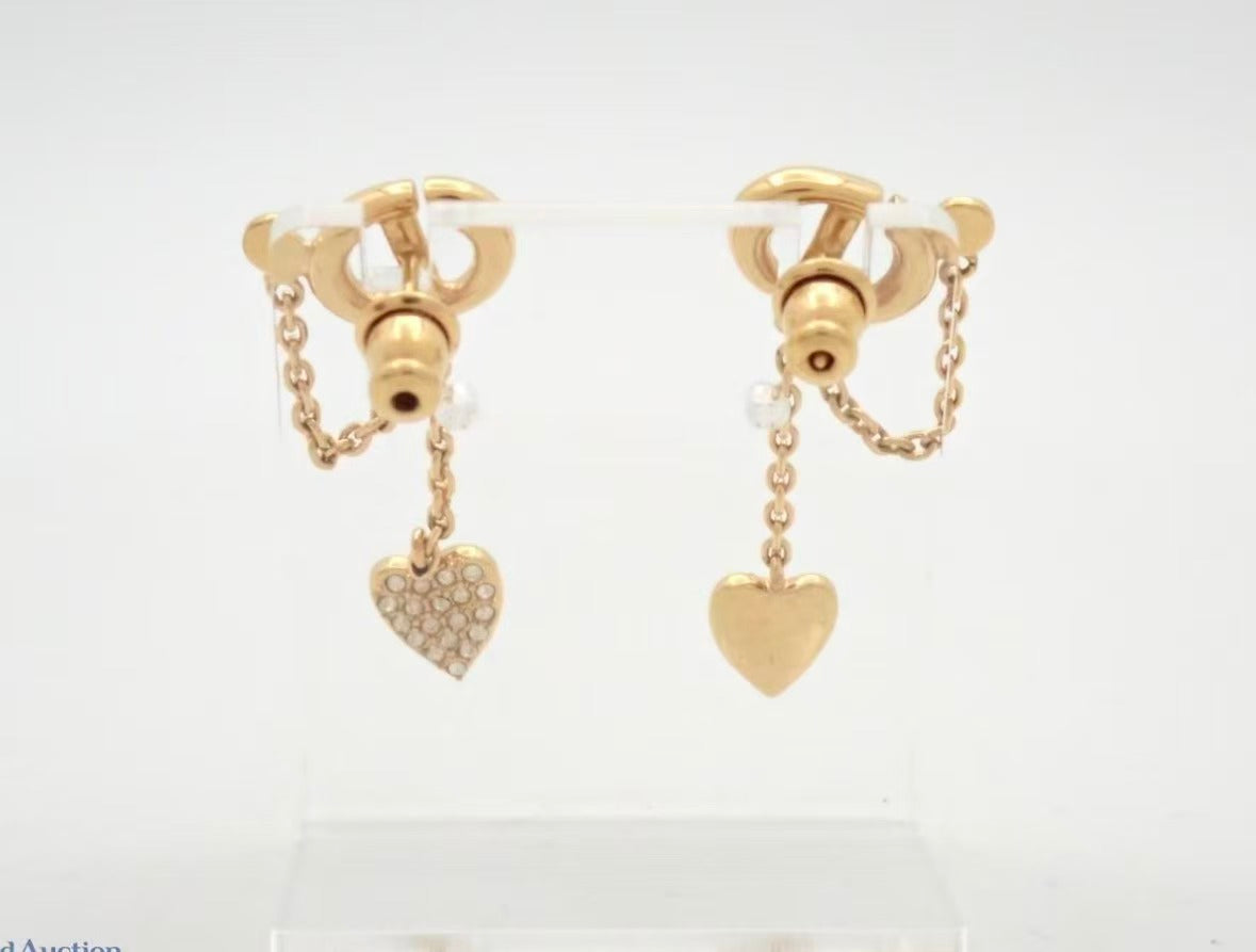 Vintage Dior CD Logo Heart Drop Earrings