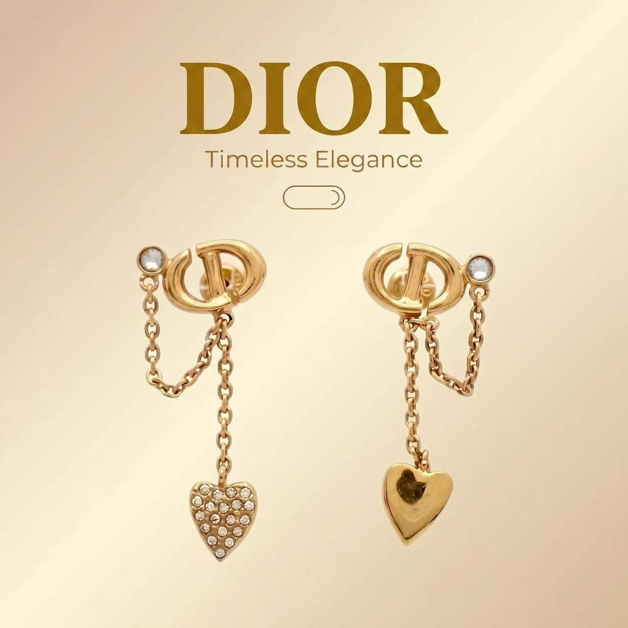 Vintage Dior CD Logo Heart Drop Earrings