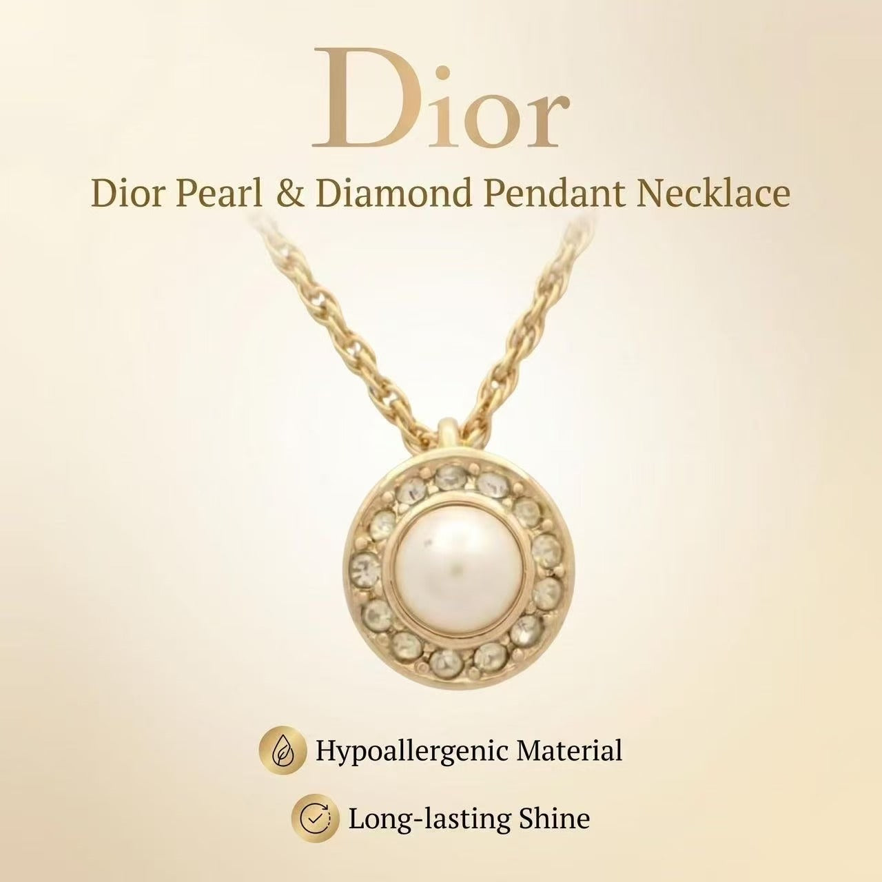 Vintage Dior CD Logo Pearl Rhinestone Pendant Necklace  dior-necklaces