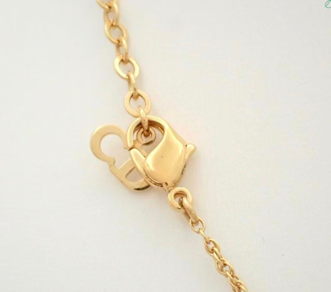 Vintage Dior CD Logo Pearl Rhinestone Pendant Necklace  dior-necklaces